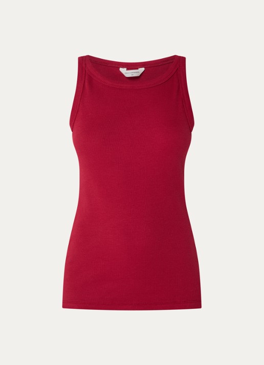 MSCH Copenhagen Rasmia tanktop met ribstructuur  - voorkant bordeauxrood