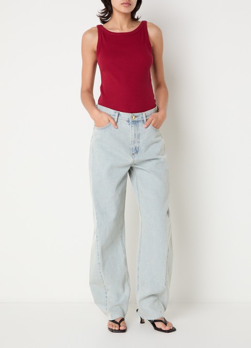 MSCH Copenhagen Rasmia tanktop met ribstructuur  - voorkant 2 bordeauxrood