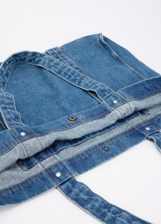 MSCH Copenhagen Shopper van denim met logo - detail 3 indigo