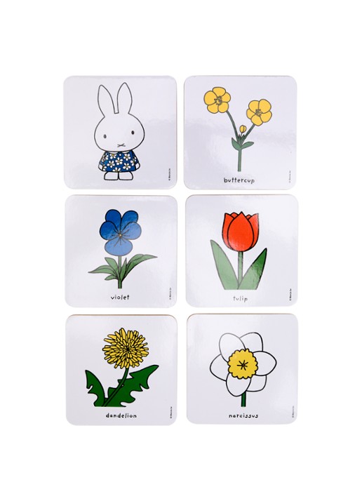 MTDay Nijntje en Bloemen onderzetters van kurk set van 6