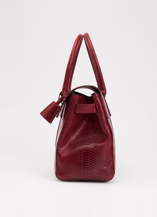 Mulberry Bayswater schoudertas van leer met slangenstructuur - detail 3 cranberryrood