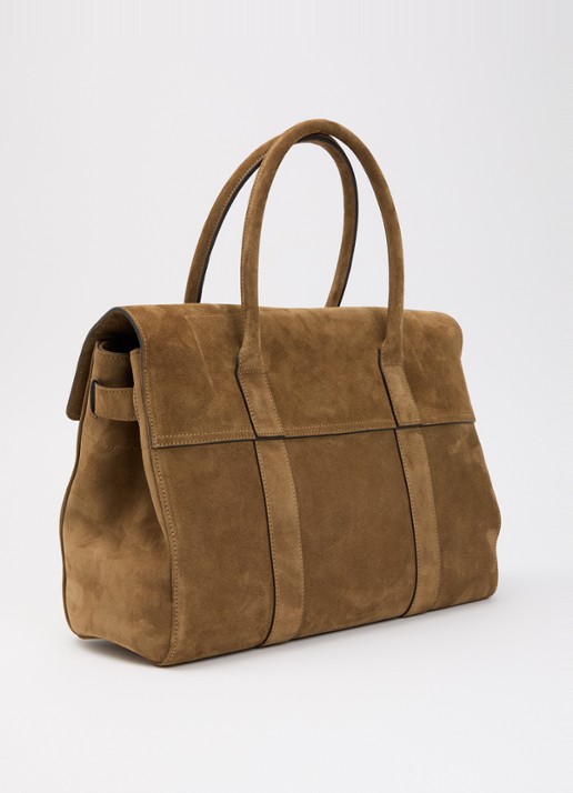 Mulberry Bayswater schoudertas van suède met logo - achterkant 6 mosgroen