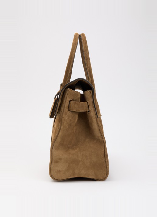 Mulberry Bayswater schoudertas van suède met logo - detail 2 mosgroen