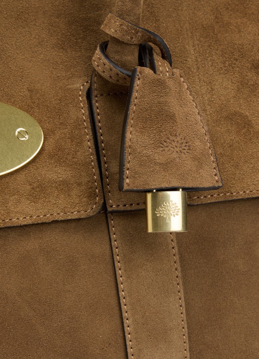Mulberry Bayswater schoudertas van suède met logo - detail 4 mosgroen