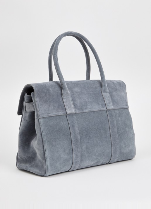Mulberry Bayswater schoudertas van suède - achterkant 4 staalblauw