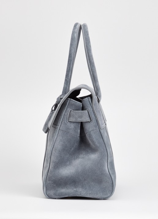 Mulberry Bayswater schoudertas van suède - detail 2 staalblauw