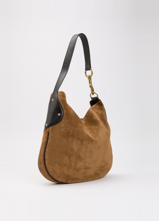Mulberry Hackney schoudertas van suède met details van leer - achterkant cognac