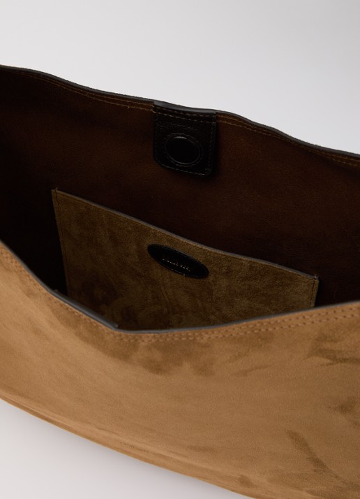 Mulberry Hackney schoudertas van suède met details van leer - detail 2 cognac