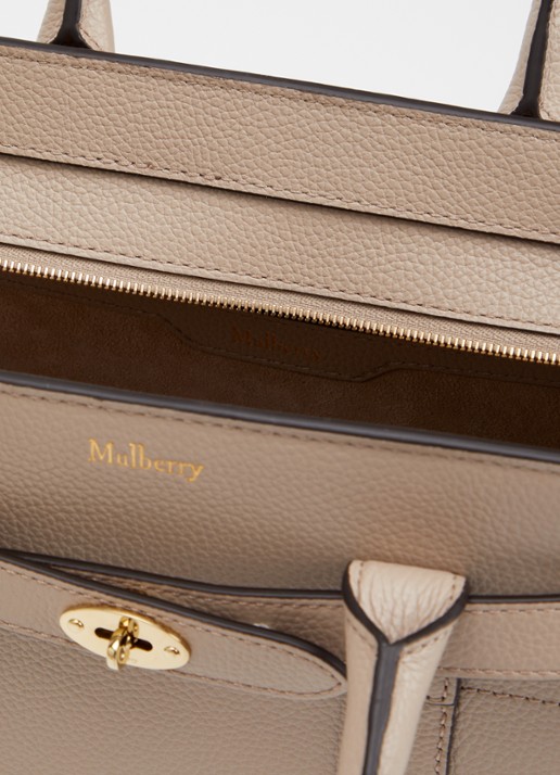 Mulberry Mini Zipped Bayswater handtas van leer met afneembare schouderriem - detail beige