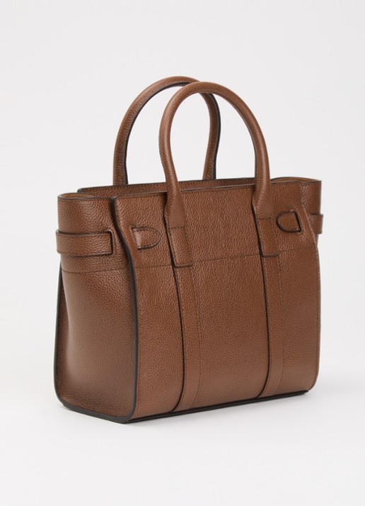 Mulberry Mini Zipped Bayswater handtas van leer met afneembare schouderriem - achterkant 5 hazelnootbruin