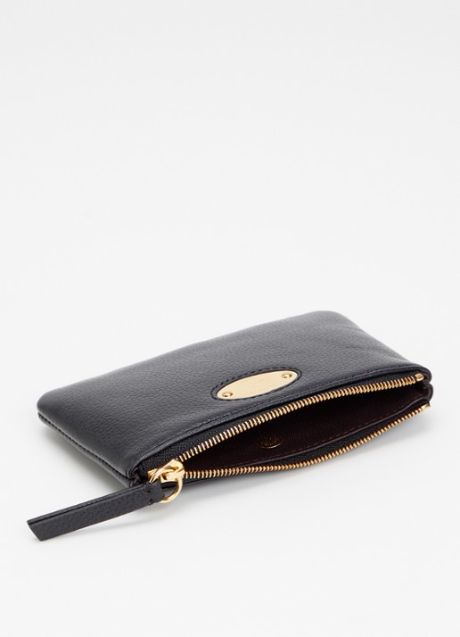 Mulberry Portemonnee van leer met logo - detail zwart