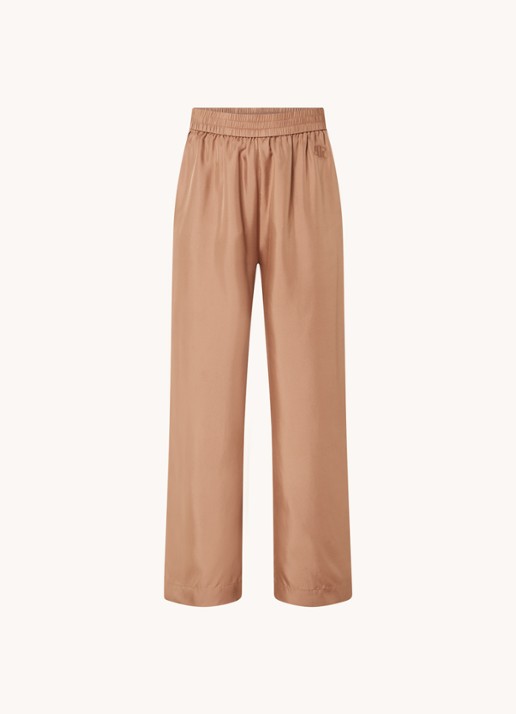 MUNTHE Arum mid waist loose fit broek van zijde - voorkant 4 camel