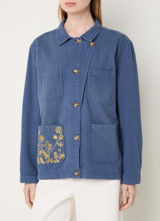 MUNTHE Bayan overshirt van chambray met borduring