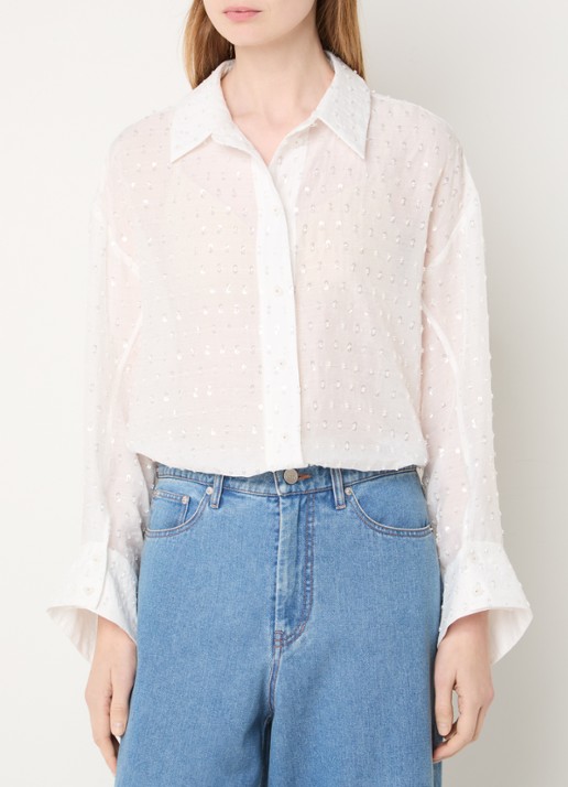 MUNTHE Bjarka semi-transparante blouse met pailletten
