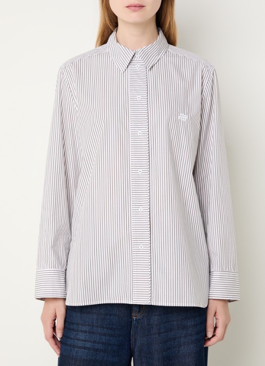 MUNTHE Callima blouse met streepprint en logoborduring