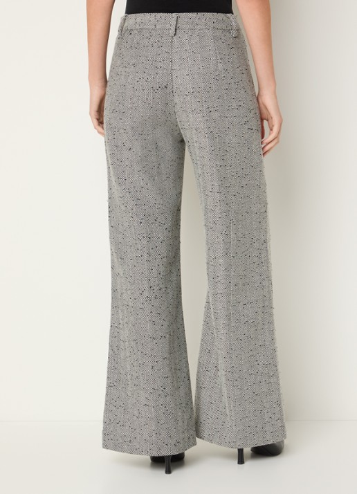 MUNTHE Eileen high waist flared fit pantalon met streepprint en pailletten - achterkant grijs