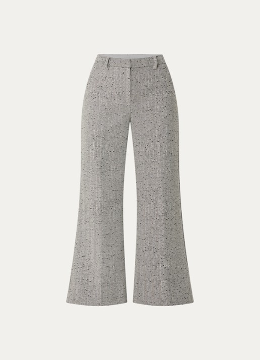 MUNTHE Eileen high waist flared fit pantalon met streepprint en pailletten - voorkant 2 grijs