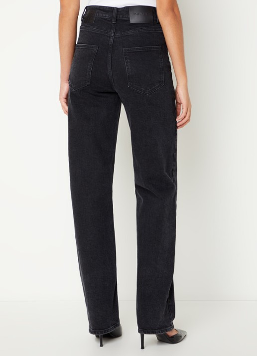 MUNTHE High waist straight leg jeans in  katoenblend  - achterkant 5 zwart