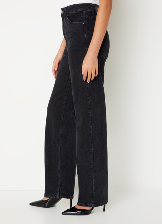 MUNTHE High waist straight leg jeans in  katoenblend  - detail 4 zwart