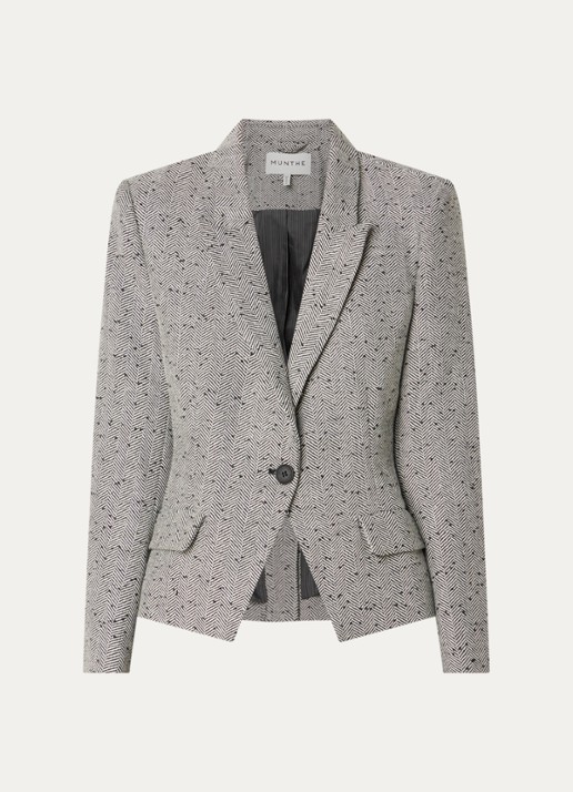 MUNTHE Lawo blazer met schoudervulling en pailletten - voorkant 3 grijs