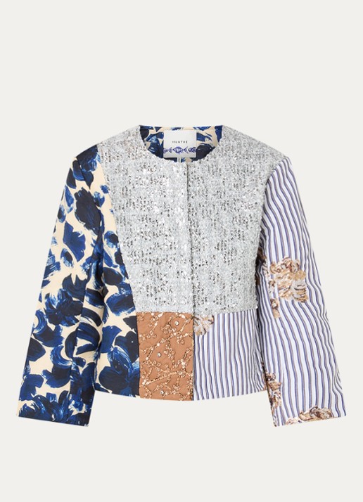 MUNTHE Naime jack met print en pailletten - voorkant 3 grijs
