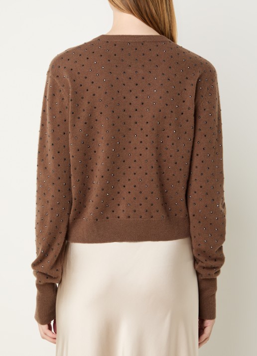 MUNTHE Radcliff fijngebreid vest met strass - achterkant bruin