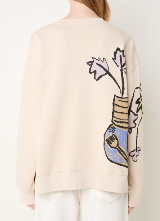 MUNTHE Rarsnima sweater met logoprint - achterkant creme