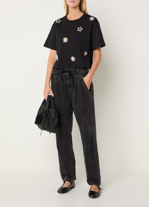 MUNTHE Vach T-shirt met strass en uitneembare voering - voorkant 3 zwart
