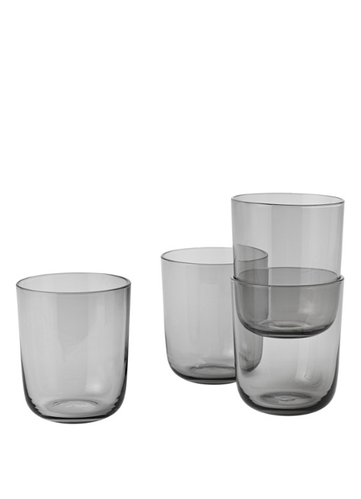 Muuto Corky Tall glas set van 4 - voorkant grijs