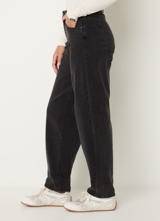 My Essential Wardrobe 144 High waist wide fit jeans met gekleurde wassing - detail 4 antraciet