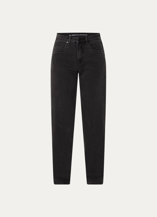 My Essential Wardrobe 144 High waist wide fit jeans met gekleurde wassing - voorkant antraciet