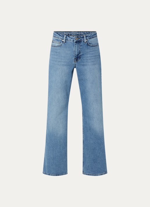 My Essential Wardrobe 35 The Louis high waist wide leg jeans met steekzakken - voorkant blauw
