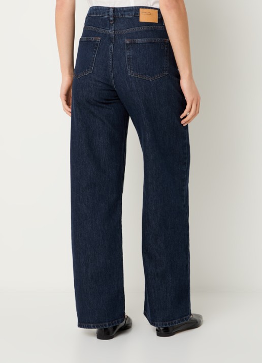 My Essential Wardrobe 35 The Louis high waist wide leg jeans met steekzakken - achterkant donkerblauw
