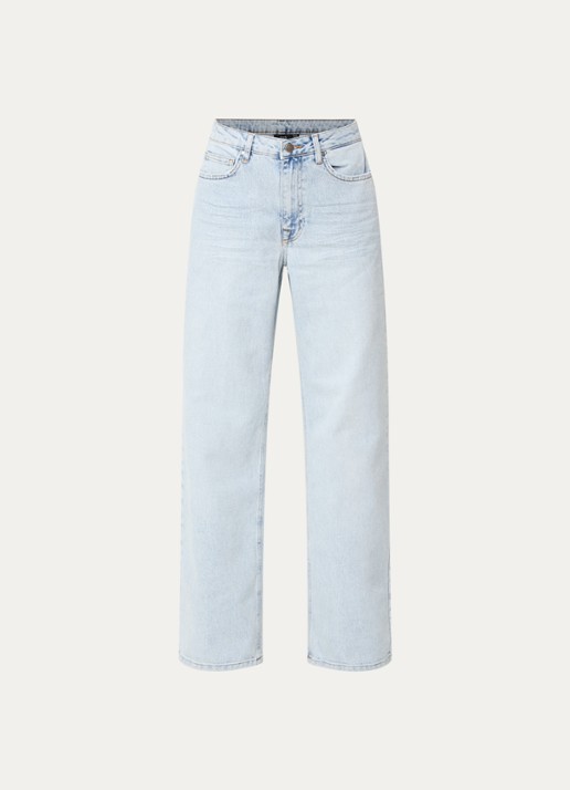 My Essential Wardrobe 35 The Louis high waist wide leg jeans met steekzakken - voorkant 4 lichtblauw