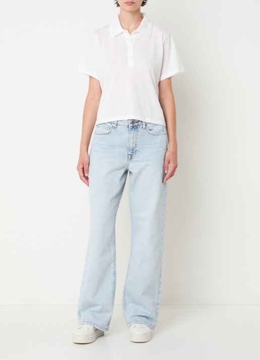 My Essential Wardrobe 35 The Louis high waist wide leg jeans met steekzakken - voorkant 5 lichtblauw