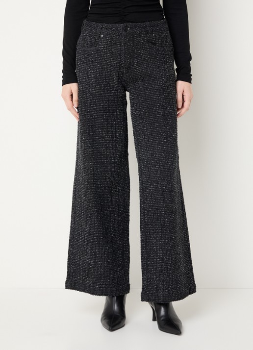 My Essential Wardrobe Amber high waist flared fit broek met structuur