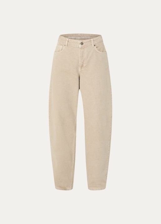 My Essential Wardrobe Baloo high waist balloon jeans met gekleurde wassing - voorkant 4 beige