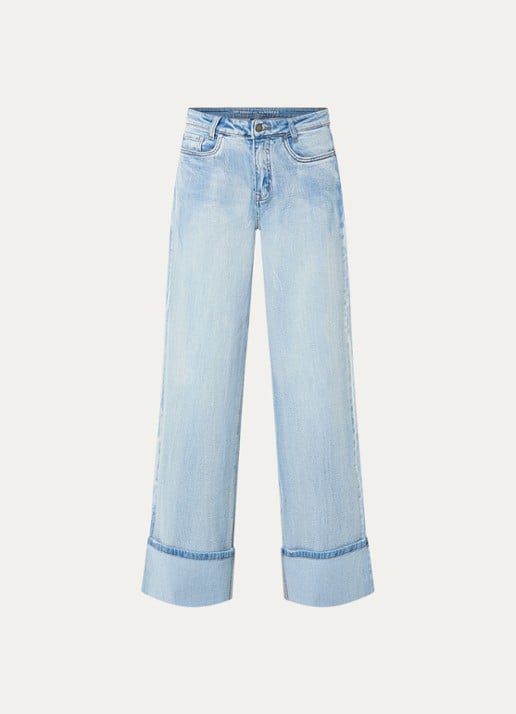 My Essential Wardrobe Dikan high waist wide leg jeans met lichte wassing - voorkant 4 indigo