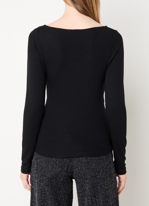 My Essential Wardrobe Giggo top met plooidetail - achterkant zwart