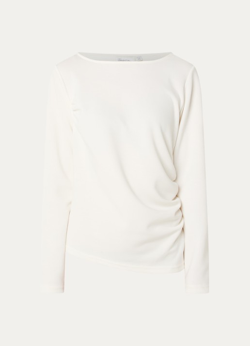 My Essential Wardrobe Helle top met plooidetail - voorkant 2 wit