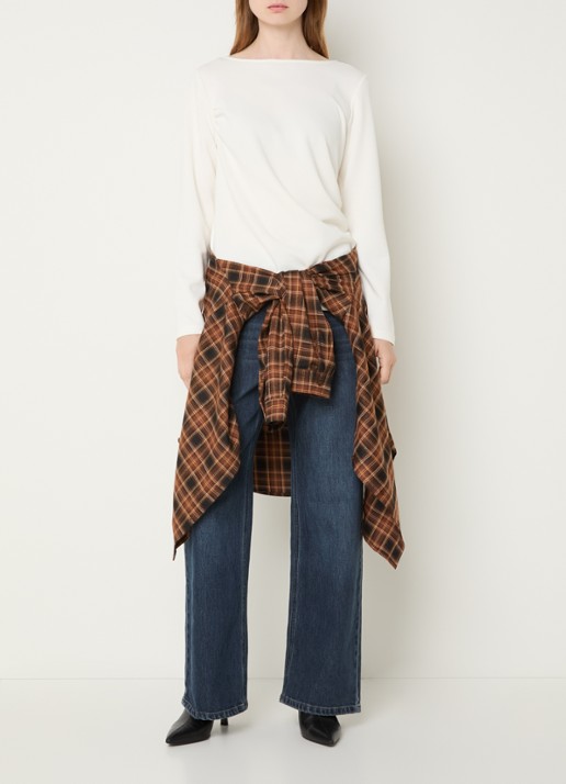 My Essential Wardrobe Helle top met plooidetail - voorkant 3 wit