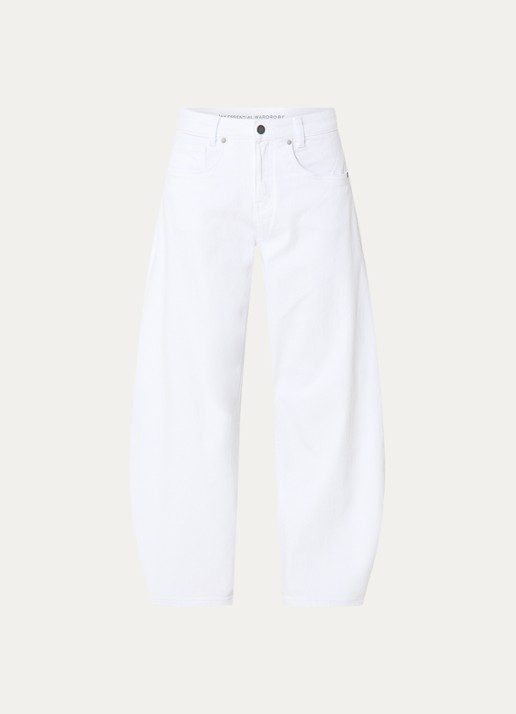My Essential Wardrobe Hottie mid waist balloon fit jeans met gekleurde wassing  - voorkant wit