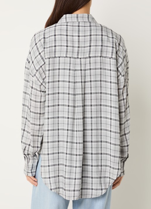 My Essential Wardrobe Iris blouse met ruitdessin - achterkant lichtgrijs