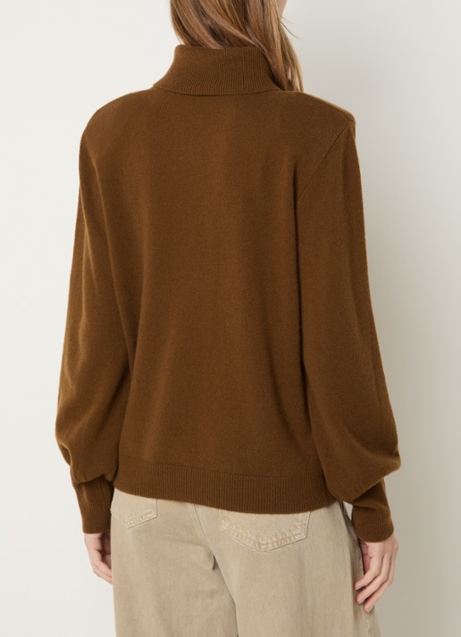 My Essential Wardrobe Jola fijngebreide trui van wol met col - achterkant 4 beige