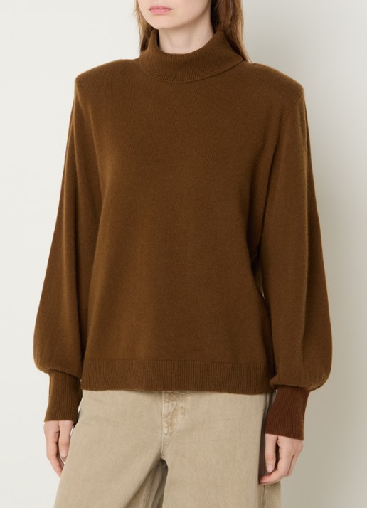 My Essential Wardrobe Jola fijngebreide trui van wol met col - detail 3 beige
