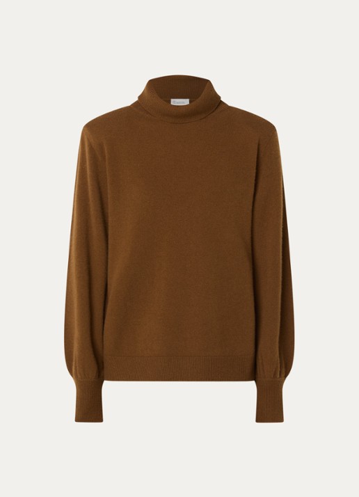My Essential Wardrobe Jola fijngebreide trui van wol met col - voorkant beige