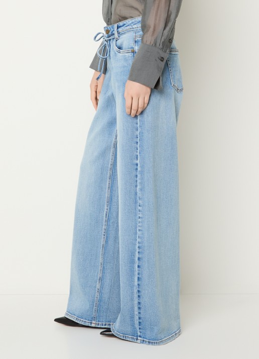 My Essential Wardrobe Karo 144 high waist wide leg jeans met lichte wassing - detail 4 indigo