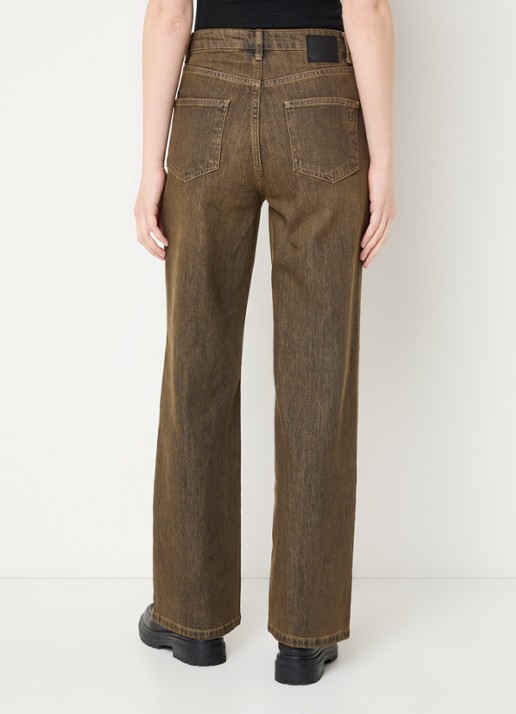My Essential Wardrobe Louis high waist wide leg jeans met gekleurde wassing - achterkant oranje
