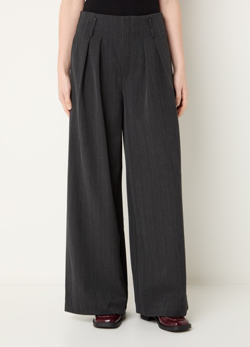 My Essential Wardrobe Luna high waist wide fit pantalon met krijtstreep