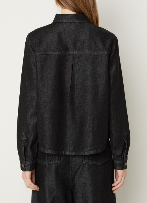 My Essential Wardrobe Malle 181 blouse van denim - achterkant zwart